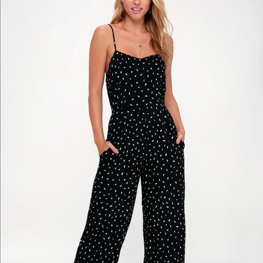 Lulus In Demand Black & White print Spaghetti Strap Jumpsuit ✨ NWT